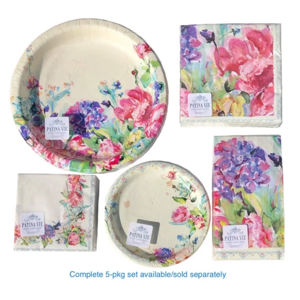 Patina Vie Floral Cream Paper Cocktail Beverage Napkins 36 ct